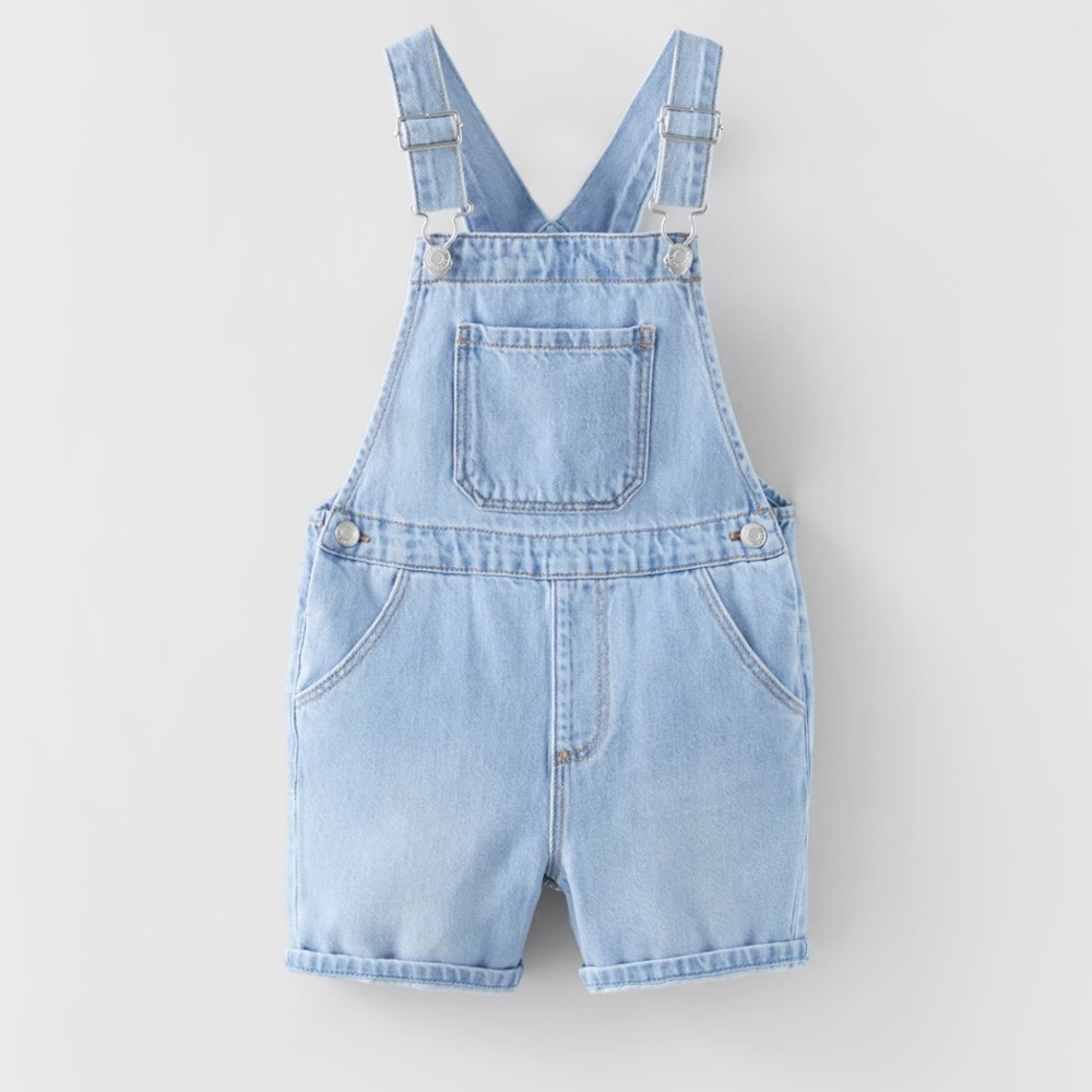 Zara Jean short pants overalls denim unisex blue comfort stretch boy/girl